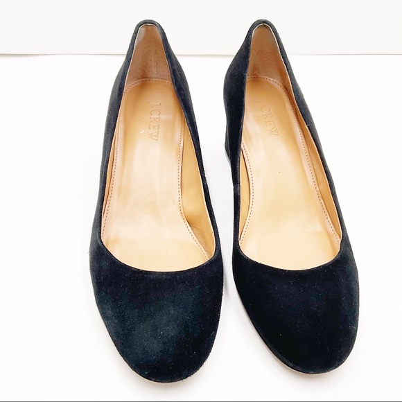 {J. Crew} Black Suede Round Toe Block Heel Pumps - Picture 3 of 16